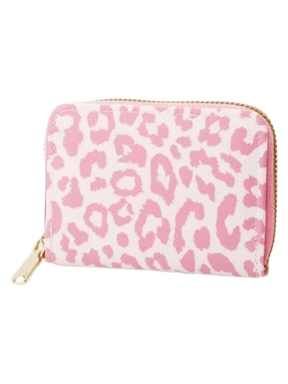 Pink Leopard Print Wallet RFID Blocking PU Material Purse w/ Zipper Closer NEW